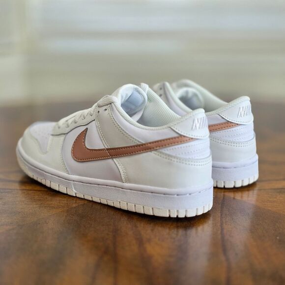 Nike Dunk Low White Pink Metallic Bronze Women's Shoe's Size 8.5 New DH9765-100 - Picture 6 of 12